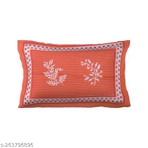 White cotton flat sheet set, single bed with pillow cover, premium Jaipuri design, ideal for summer, VNV Creation