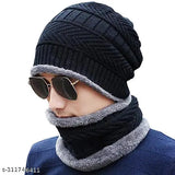 Arctic knit beanie cap hat set with neck warmer & scarf for women and men. Ideal for cold weather outdoor activities like skiing, hiking, or commuting. Made in India