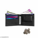 Faux leather bi-fold wallet for men and boys, solid design, 5 compartments, free size (12cm x 4cm), made in India