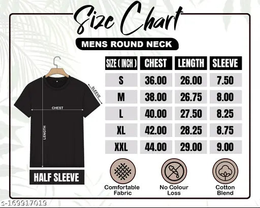 Stylish black cotton blend regular fit men's printed round neck t-shirt with short sleeves, pattern: printed