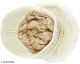 Woolen beanie cap with fur lining (Viscor pack of 2), stylish and fashionable women's winter accessory