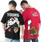 Cotton oversized half-sleeve t-shirt combo for men, solid color, available in sizes S-XXL from LEOME, Indian-made apparel on hangers