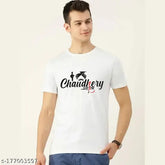 White polycotton turban-printed t-shirt for men, high-quality Indian-made fashion apparel