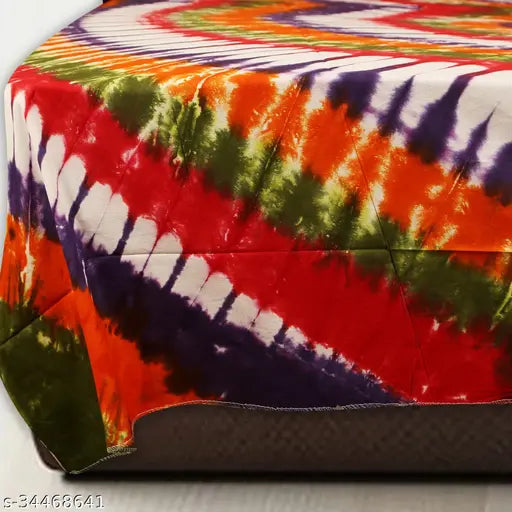 Hand-made tie dye 100% cotton double bedsheet with 2 pillow covers, vibrant batik print, premium quality for a soothing sleep experience