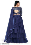Silk blend refined women's lehenga set with net bottomwear and lace dupatta, free size