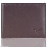 Brown 100% genuine leather wallet & pen combo for men, RFID protected, 2 compartments, 4 card slots, 2 secret compartments, and 1 coin pocket. Exclusive high-quality soft leather with stylish stitching and embossed brand logo
