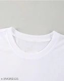 White printed unisex casual wear round neck half sleeve polyester T-shirt, high quality printing, suitable for men's and women's wardrobe. Comfortable fabric, wash resistant up to 60 degrees. Perfect fit for kids with jeans, capri, lower or shorts. Check size before purchase for a perfect fit. Made in India
