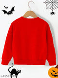 Red cotton blend girls' sweatshirt for winter wear, ideal for boys and girls aged 0-12 years