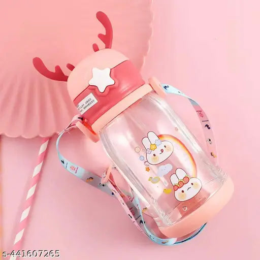 Trendy pink silicone water bottle for kids, BPA-free with leak-proof straw and Straw BIS/ISI certification, perfect for school use (600ml)