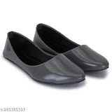 Grey patent leather lightweight ballerinas for daily, office, or party wear by Spoiltbrat. Solid, closed back design with elegant simplicity