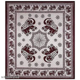 Brown elephant floral printed cotton king size bedsheet with 2 pillow covers, 144 TC, ideal for home & living room