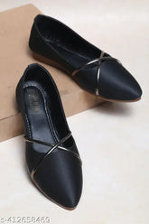 Synthetic black ballerinas for women - Ballet flats for beach, party, or daily wear, made in India (IND-4, IND-6, IND-8)