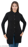 Embroidered acrylic wool women's cardigan, side pockets, long sleeves, stay warm & stylish