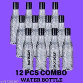 Black PET water bottles, set of 12, refrigerator-safe, BPA-free, ideal for school, college, work, gym – perfect for kids
