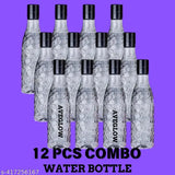 Black PET water bottles, set of 12, refrigerator-safe, BPA-free, ideal for school, college, work, gym – perfect for kids