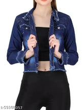 Dark denim long-sleeve solid jacket, perfect for everyday casual wear. Made in India
