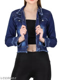 Dark denim long-sleeve solid jacket, perfect for everyday casual wear. Made in India