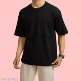 Black cotton blend oversize drop shoulder off-shoulder t-shirt, perfect for casual outfits and comfortable movement