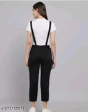 Black cotton blend Fannox Enterprises dangaree for women, short sleeves, printed pattern