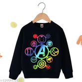 Multi-colored cotton blend Kuchipoo Boys Regular Fit Winterwear Sweatshirt (SWT-317), long sleeves, printed pattern on display