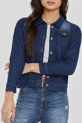 Stylish denim jacket for kids, dyed/washed with long sleeves. Size options: 10-16 years, made in India