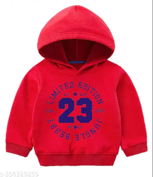 Red cotton boys and girls winter sweatshirt hoodies & pants set, warm for cold conditions, printed pattern, kids wear