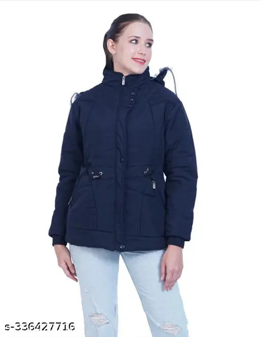 Women's solid nylon Winter 2023 Huddie jacket, available in sizes S-XL. Solid design for a chic winter look