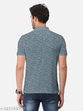 Green geometric print cotton blend polo t-shirts for men, BULLMER brand