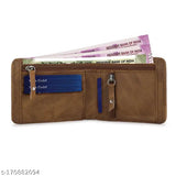 Light brown faux leather wallet, Attractive Felice Two Fold 0029 with triple compartments & coin pocket, free size (11x9 cm)