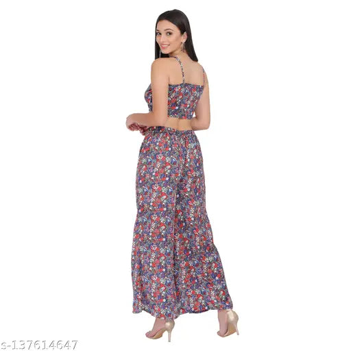 Satin two-piece dress set for women, shoulder strap style, available in S, M, L, XL, XXL. Indian satin evening wear ensemble