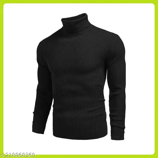 High neck cotton long-sleeved men's t-shirt, solid design, size S/M/L/Free Size
