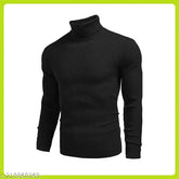 Cotton high neck men's long sleeve solid t-shirt, ideal for casual wear or fitness