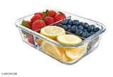 Borosilicate glass 3-compartment lunch box, microwave safe, leak-proof, 1000ml transparent container for food storage, India origin