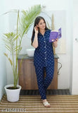 Blue white plus rayon night dress with playful star print, perfect for sleep & lounging