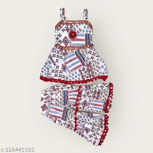 Kids partywear cotton blend sharara set, ethnic design for girls aged 18 months to 12 years