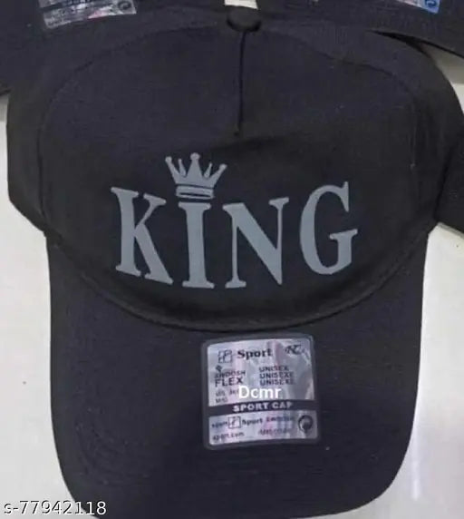 Cotton Rubber Print King Cap Combo, stylish baseball cap set for men, India origin