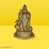 12cm golden poly resin Murugan idol from India, intricate depiction of Hindu deity Karthikeya