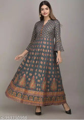 Rayon three-quarter sleeve Beautiful Long Kurti, Zari woven pattern, Indian origin