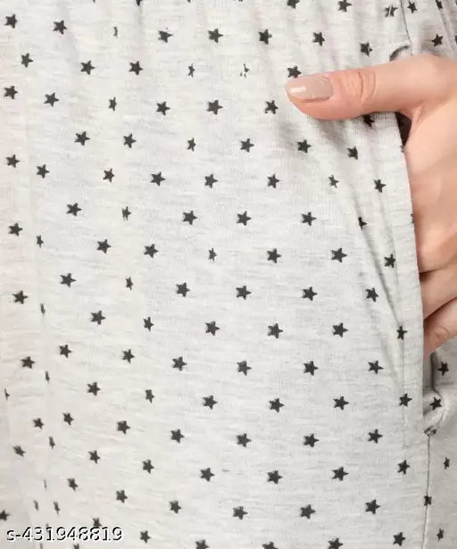 Cotton blend maxi pyjama set for women, casual lounge pants with pocket - perfect for sleepwear, yoga, and gym. Two pieces in pack, soft elasticated waist