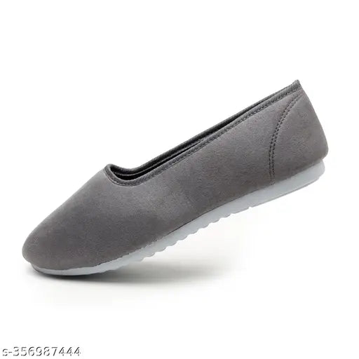 Grey suede slip-on ballerinas for women and girls - Yuki Grey Bellies, perfect blend of style and comfort for daily wear