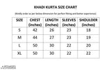 Mens cotton long-sleeved 7 Chakra Nepali kurta with single pocket, printed design for size S (42in/26in), M (44in/27in), L (48in/28in), XL (50in/30in). Traditional Indian heritage wear, comfortable and stylish. Made in India