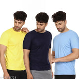 Pretty Designer Men's Solid Color Short Sleeve T-Shirt Set (Polyester), India
