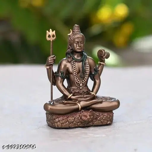 Resin Shiva idol, decorative showpiece statue (L:7cm x B:3.5cm x H:8cm), perfect for home office or altar
