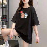 Oversized cotton print t-shirt for women, classic fashion style