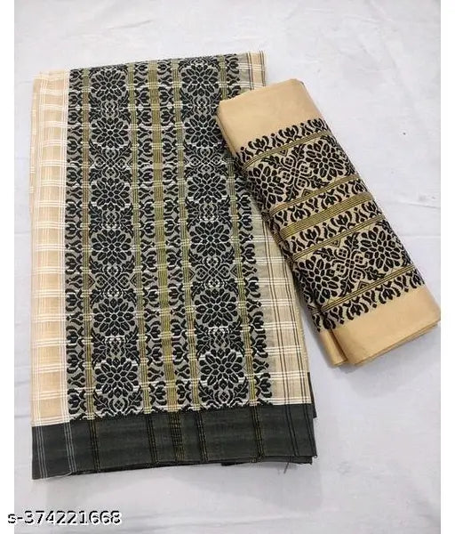 Assamese Muga chiffon mekhla chador saree in free size, 5.5m length, woven design