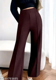 Cotton blend solid net trousers, comfy elegant women's trousers, India-made fashion
