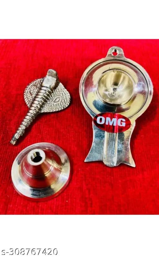 Brass Shivling for pooja, intricately crafted Indian religious sculpture
