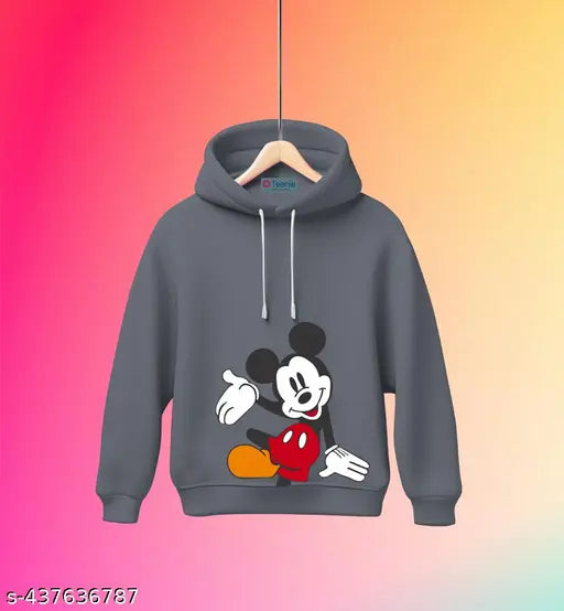 Girls' printed hood tshirt fullsleeve, cotton with cutie design, size 2-3 years