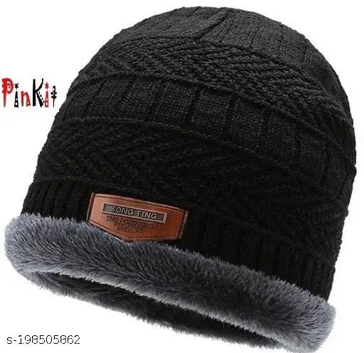 Attractive canvas men's beanie caps (pack of 2), Indian handcrafted fashion accessory for casual wear