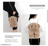 Synthetic fluffy bunny sling bag for girls, featuring removable strap and single compartment. Perfect for casual outings